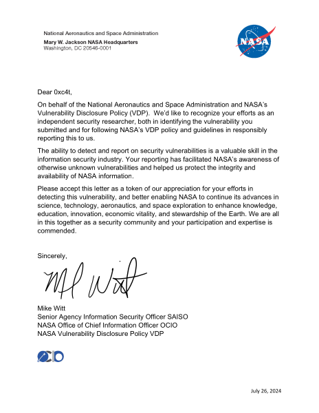 Latter of Nasa